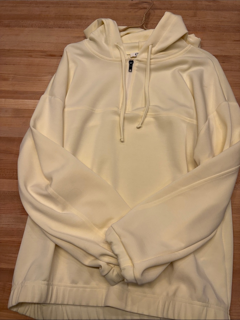 Women's butter Yellow quarter zip Hoodie Sweatshirt